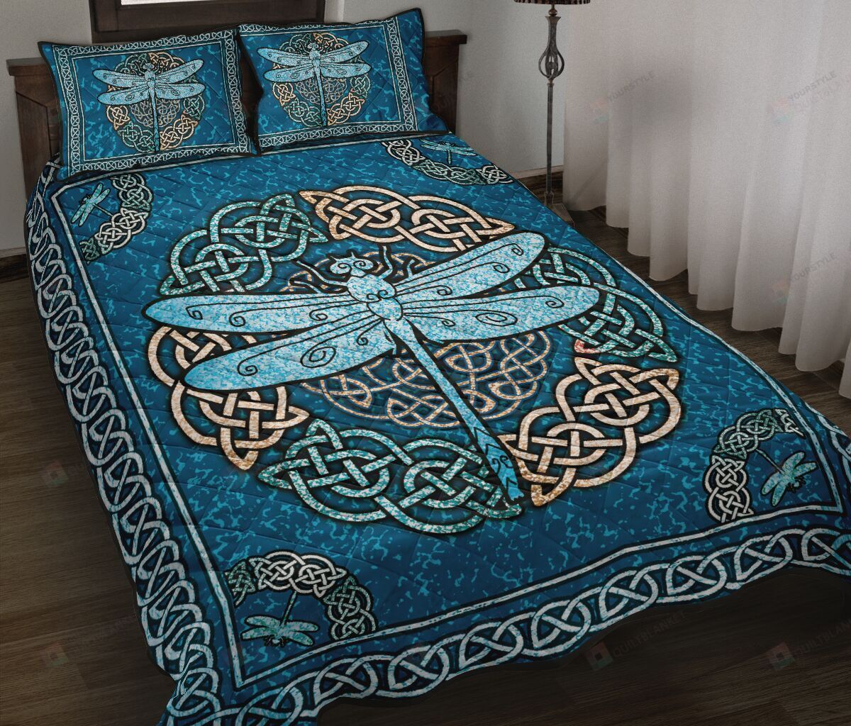 Dragonfly Celtic Grunge Quilt Bedding Set