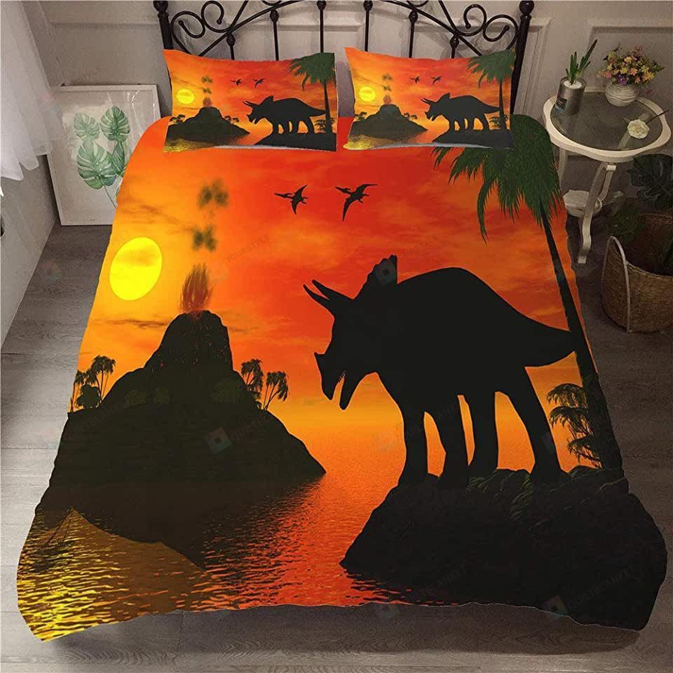 Triceratops Volcanic Bed Sheets Duvet Cover Bedding Sets