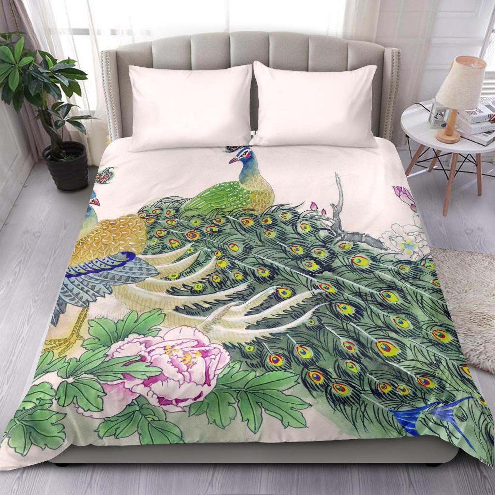 Peacock Bedding Set  Bed Sheets Spread Comforter Duvet Cover Bedding Sets