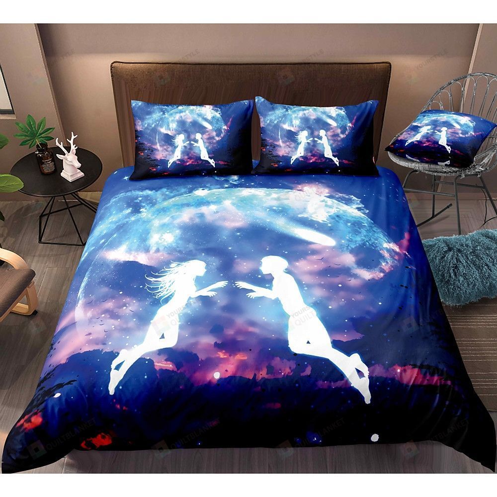 Couple Galaxy Sky Bedding Set Bed Sheets Spread Comforter Duvet Cover Bedding Sets