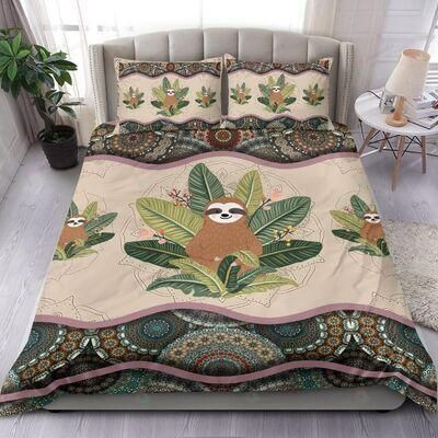 Sloth Boho Pattern Bedding Set Cotton Bed Sheets Spread Comforter Duvet Cover Bedding Sets