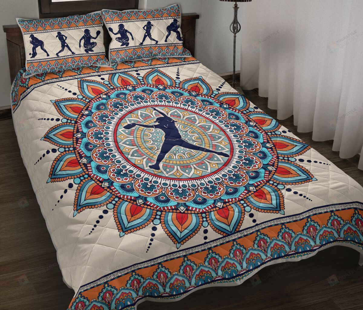 Softball Mandala Quilt Bedding Set