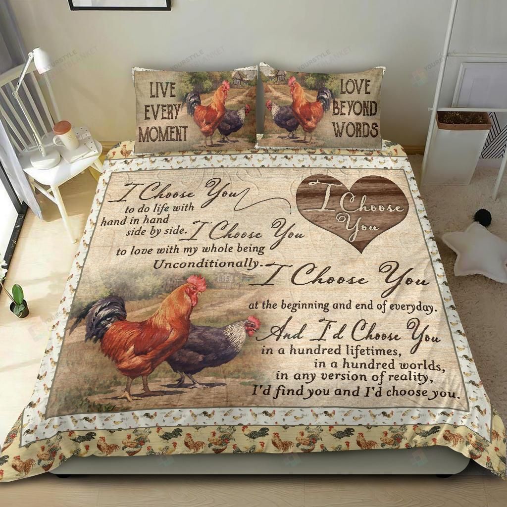 Chicken Couple I Choose You Bedding Set Bed Sheets Spread Comforter Duvet Cover Bedding Sets