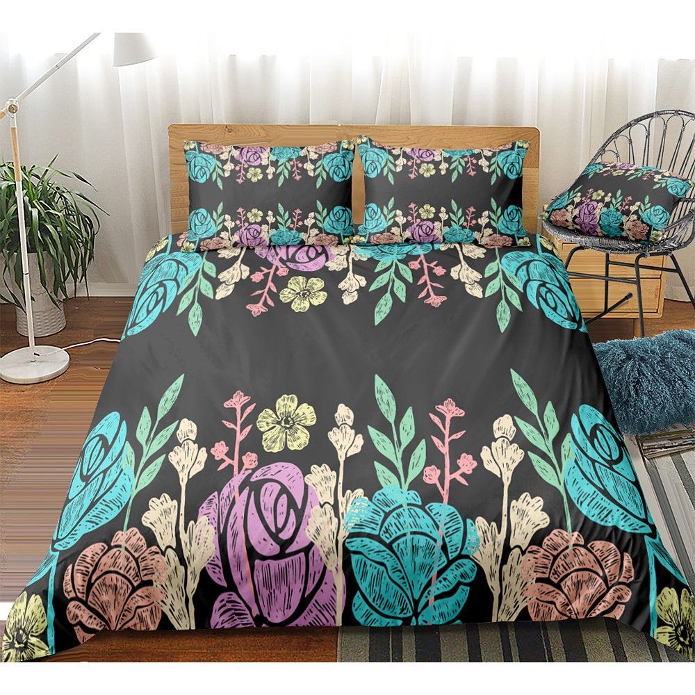 Rose Bed Sheets Spread Comforter Duvet Cover Bedding Sets