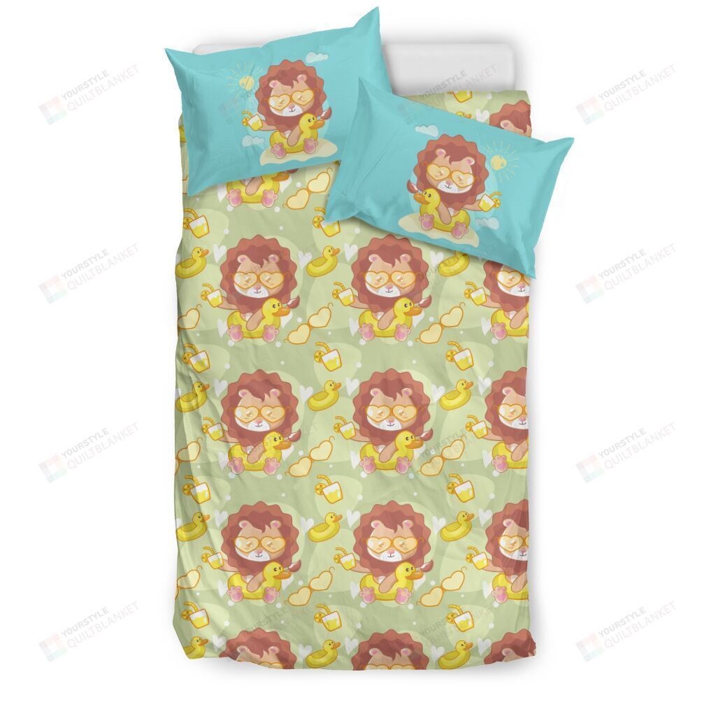 Cute Lion Bedding Set Cotton Bed Sheets Spread Comforter Duvet Cover Bedding Sets