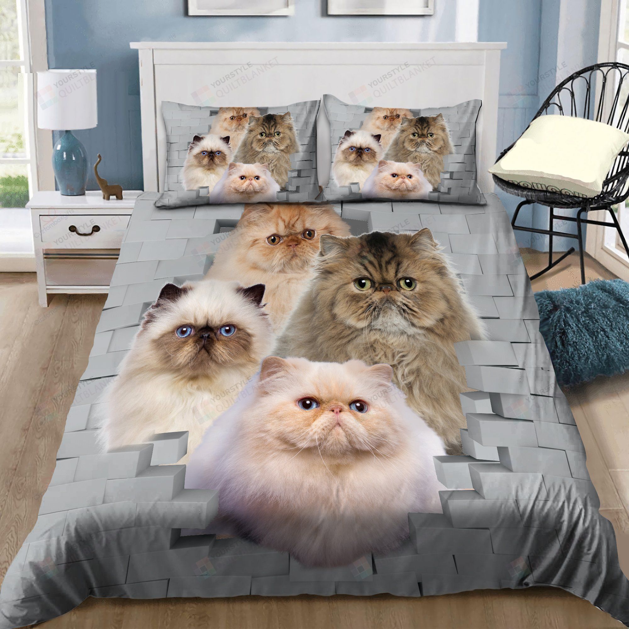 Persian Cat Bedding Set Dachshund With Flowers Cotton Bed Sheets Spread Comforter Duvet Cover Bedding Sets