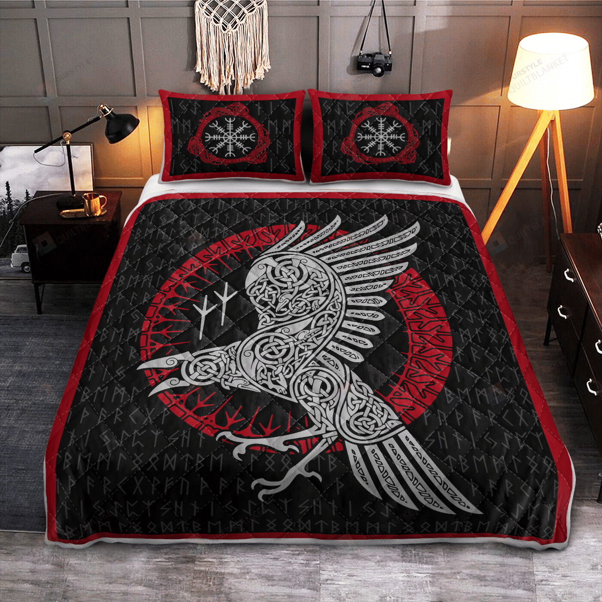 Raven and Rune Viking Quilt Bedding Set