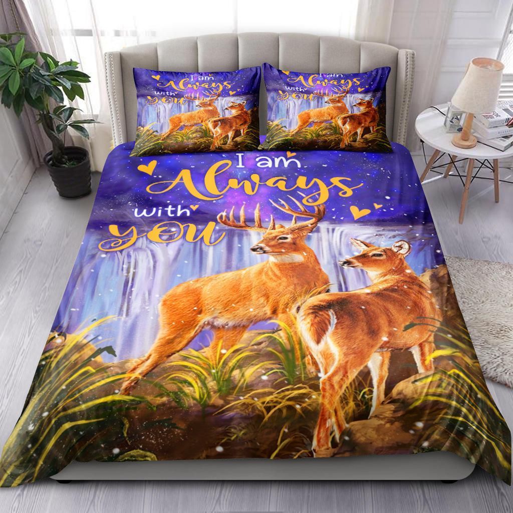 Deer Couple In The Forest I Am Always With You Bedding Set Bed Sheets Spread Comforter Duvet Cover Bedding Sets