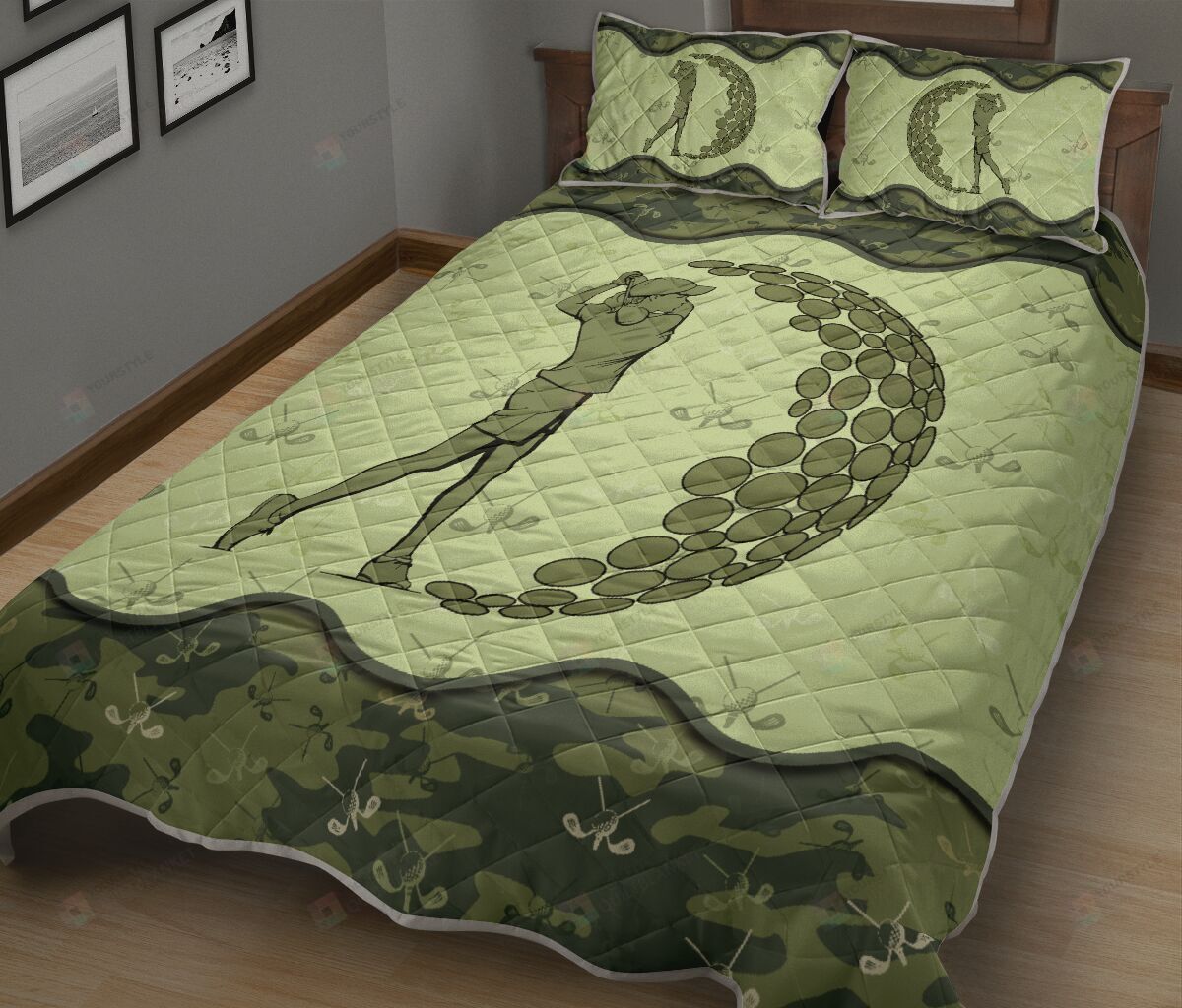 Golf Camo Quilt Bed Sheets Spread Duvet Cover Bedding Sets