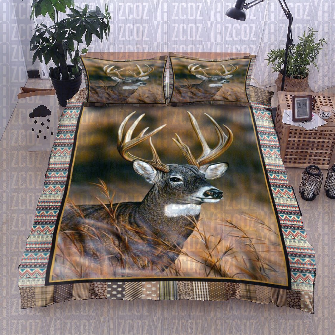 Deer Cotton Bed Sheets Spread Comforter Duvet Cover Bedding Sets