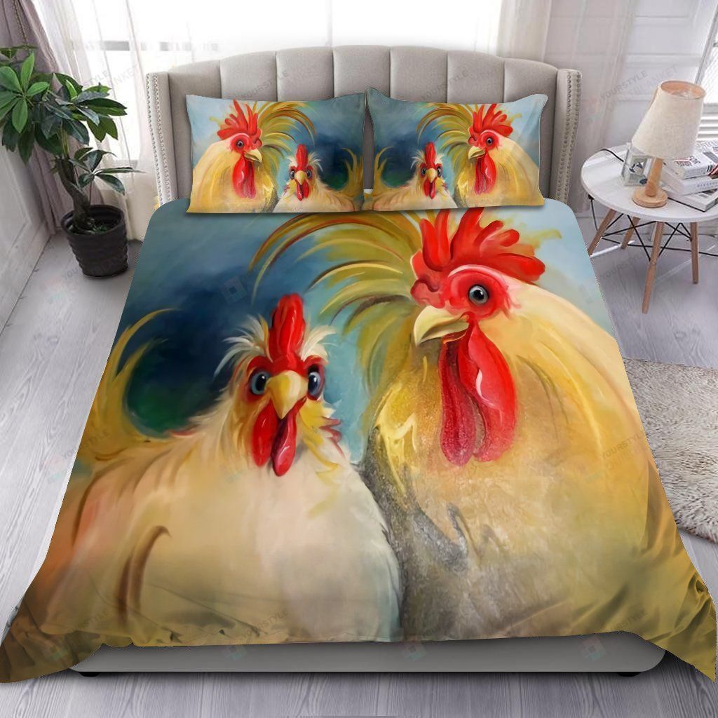Chicken Art Bedding Set Bed Sheets Spread Comforter Duvet Cover Bedding Sets