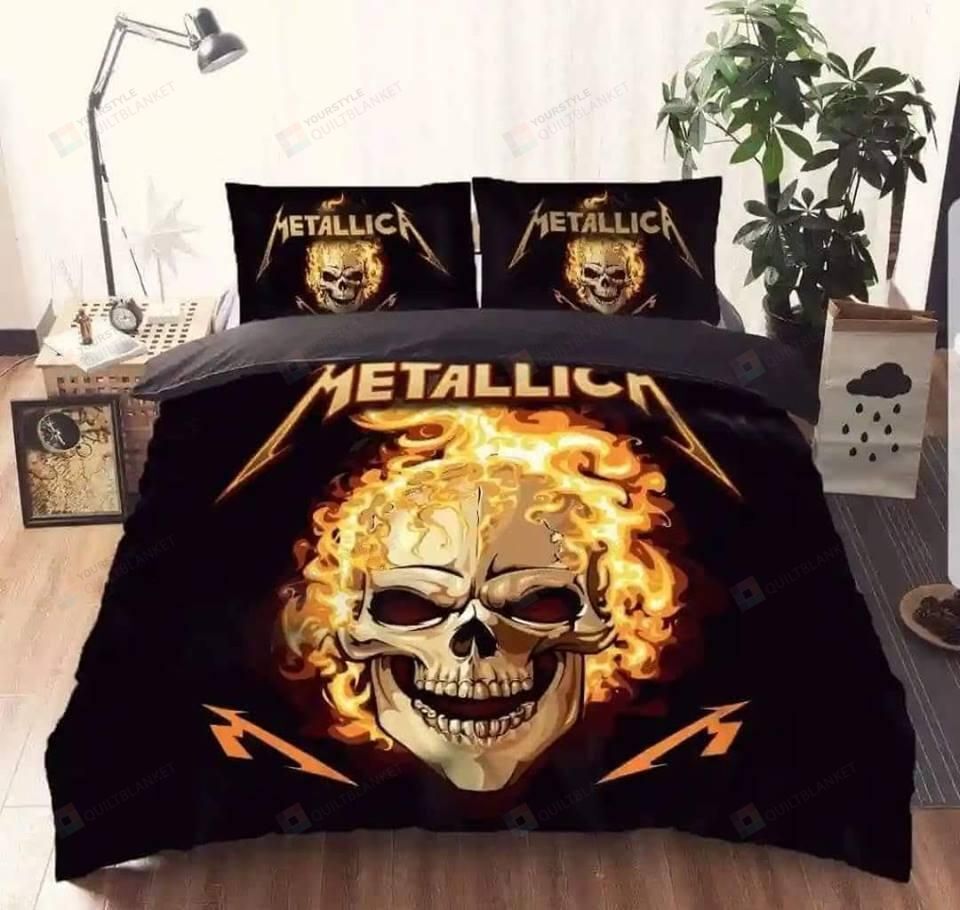 Snm - Metallica Fire Skull Bedding Set Cover