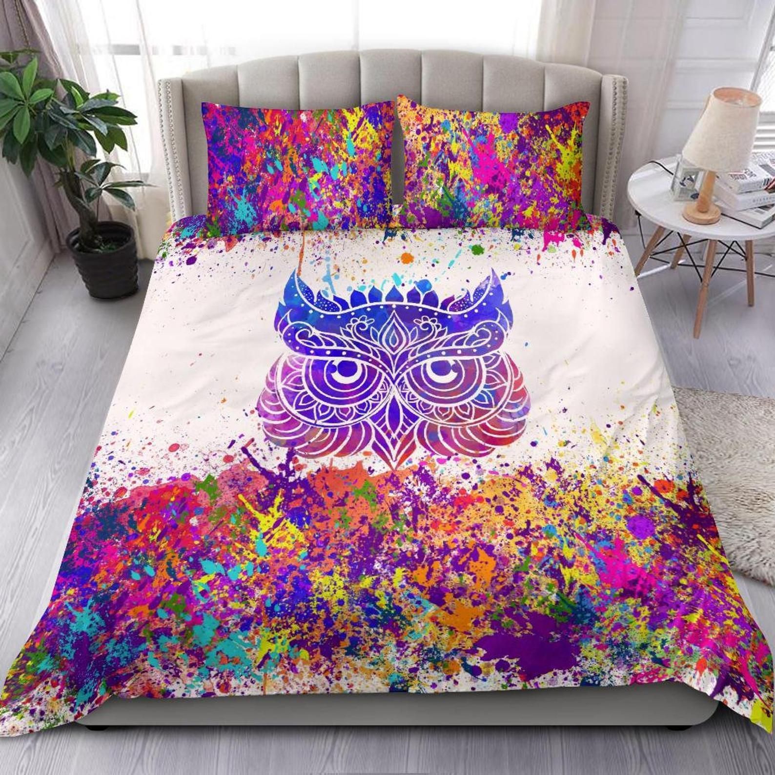 Colorful Owl Bedding Set Cotton Bed Sheets Spread Comforter Duvet Cover Bedding Sets