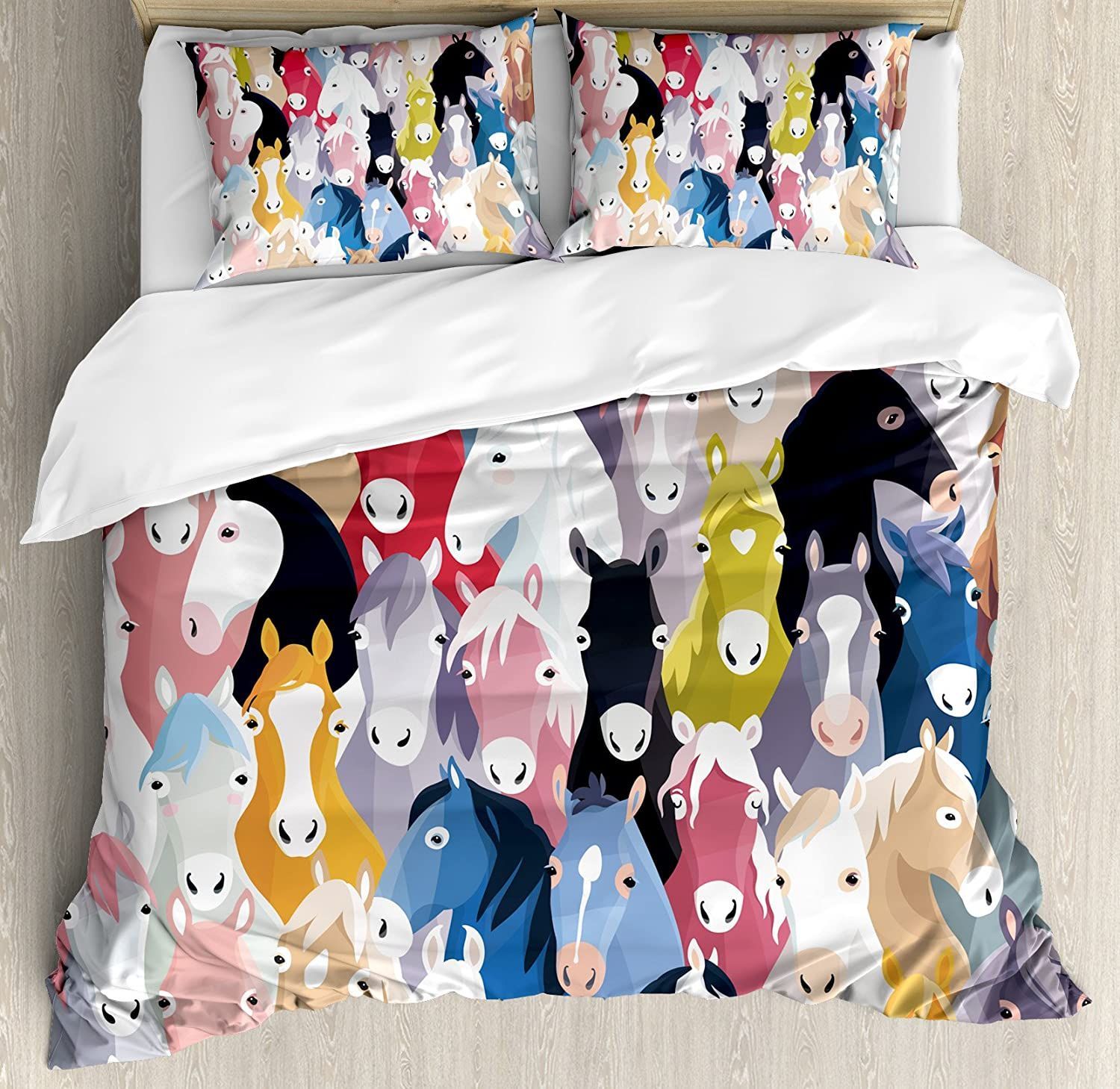 Multicolor Horses Pattern Bedding Set Bed Sheet Spread Comforter Duvet Cover Bedding Sets