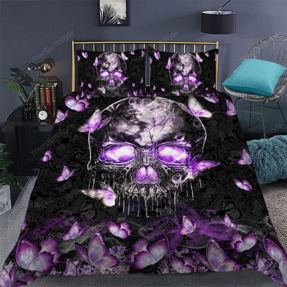 Skull Butterfly Butterfly Quilt Bedding Set