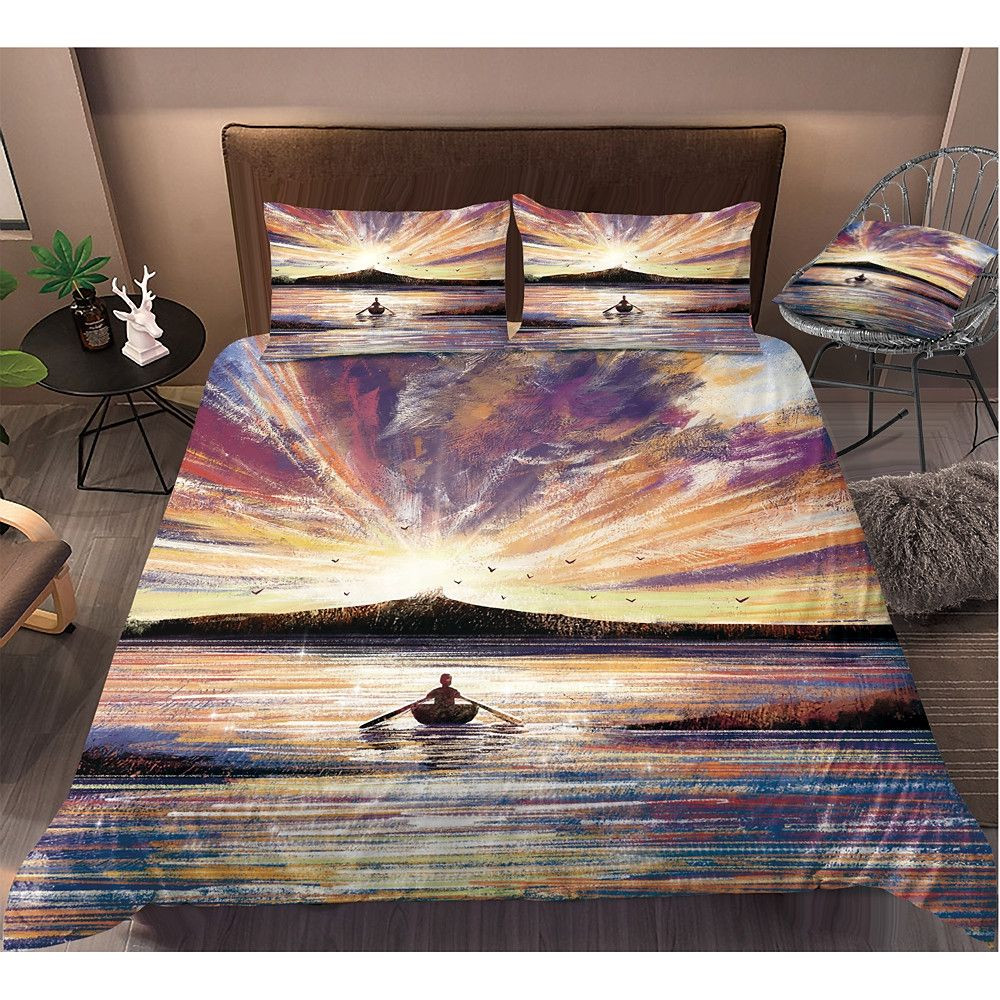 River Landscape Bedding Set Bed Sheets Spread Comforter Duvet Cover Bedding Sets