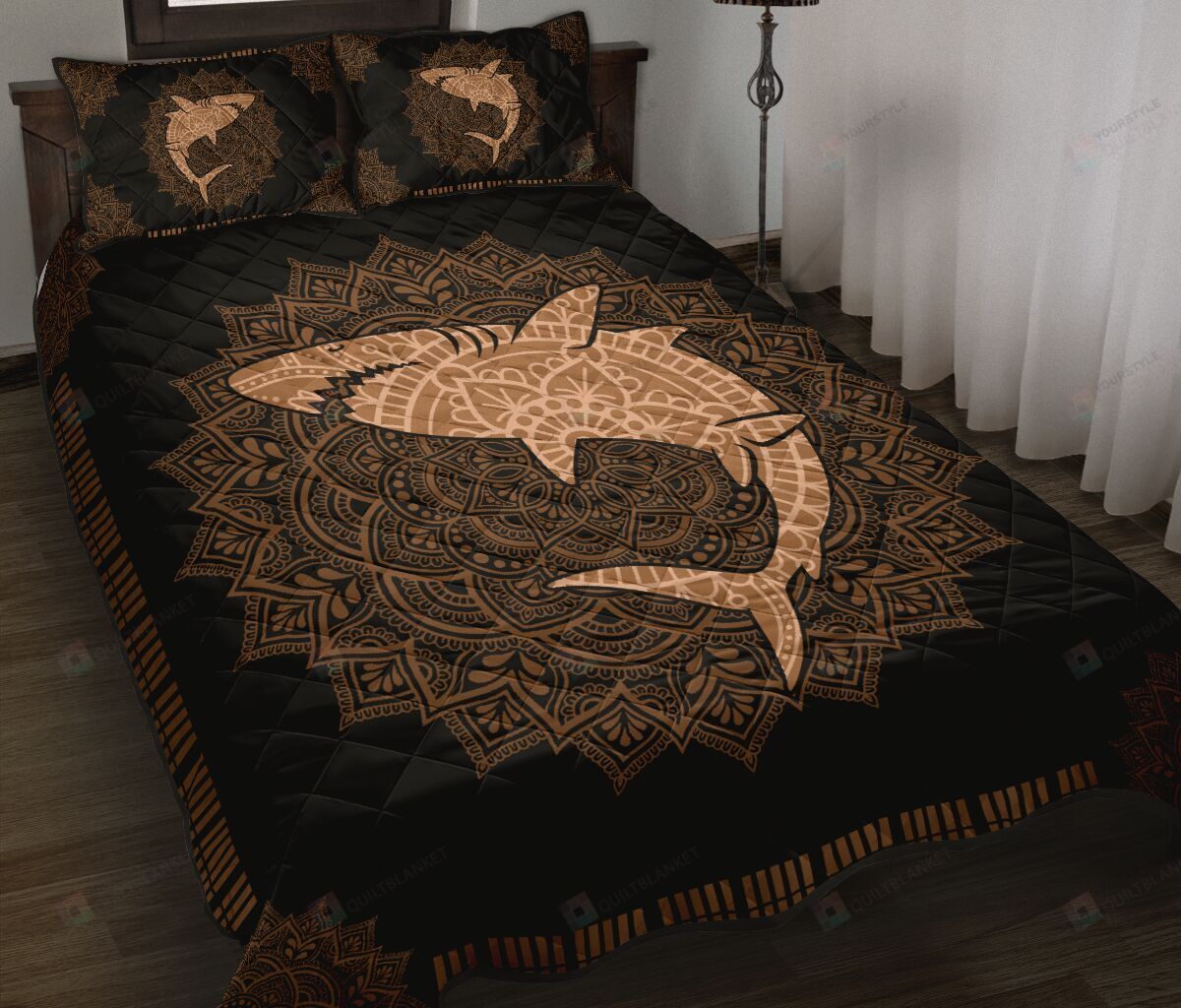 Mandala Brown Shark Quilt Bedding Set