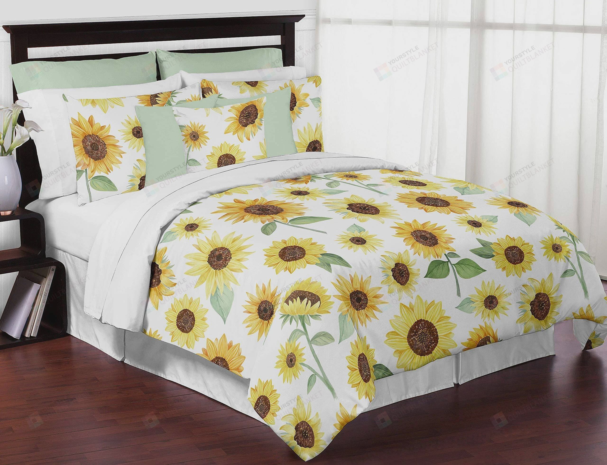 Sunflower Cotton Bed Sheets Spread Comforter Duvet Cover Bedding Sets