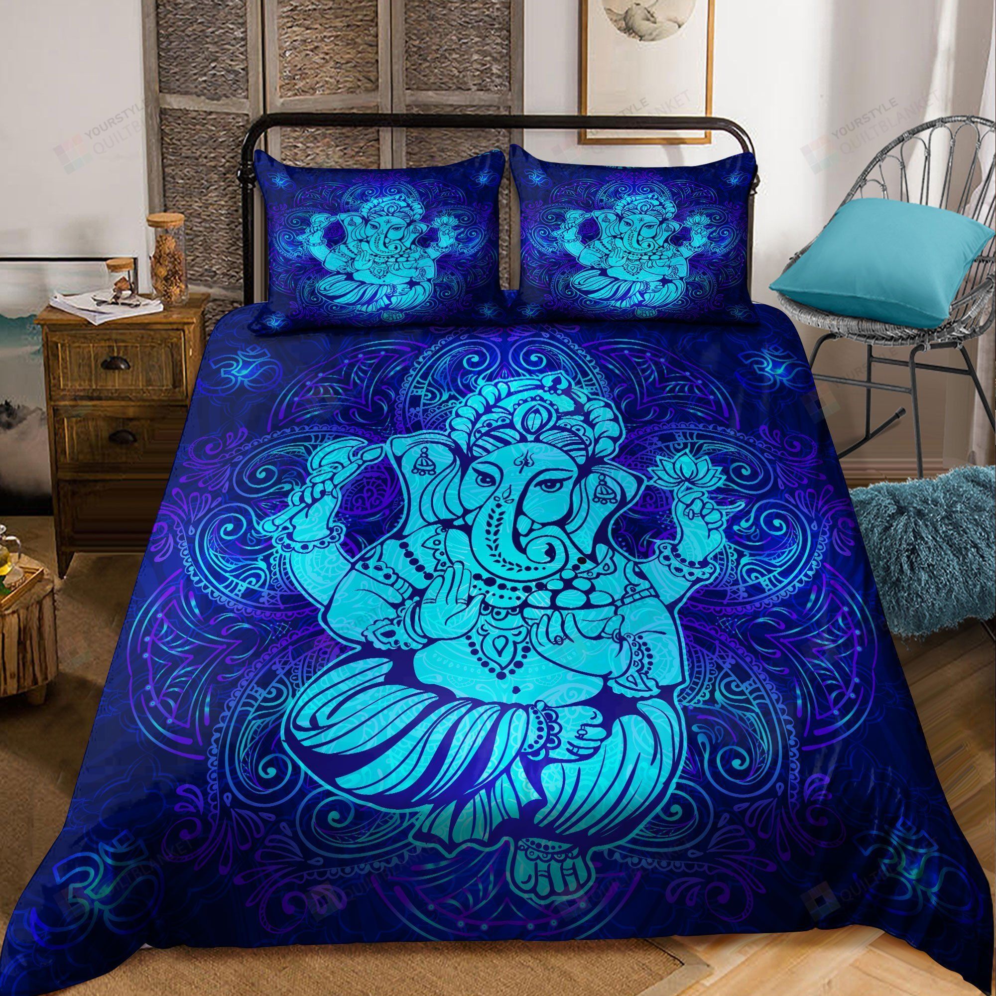 Ganesha Blue Bedding Set Bed Sheets Spread Comforter Duvet Cover Bedding Sets