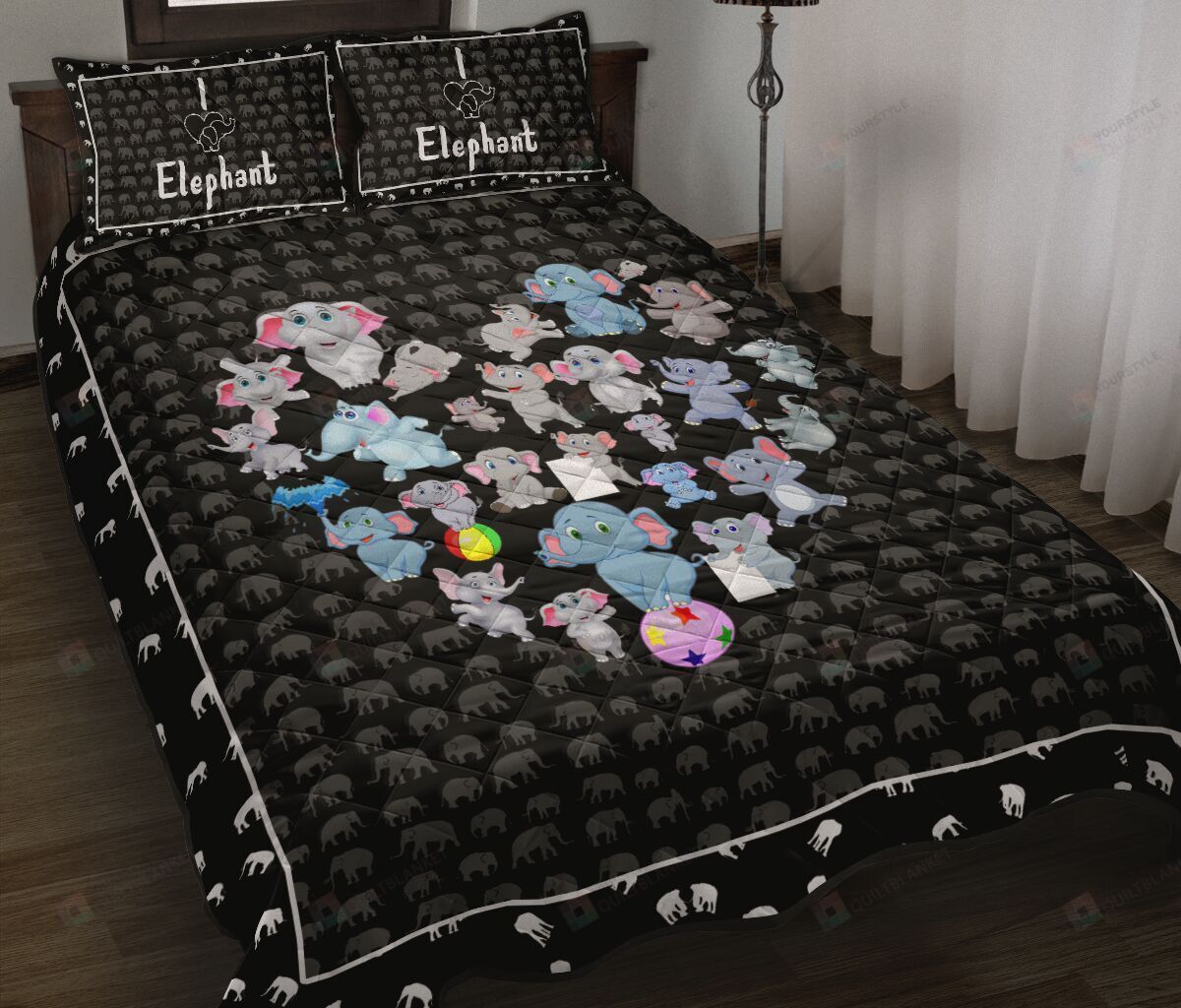 Elephant Heart Cartoon Quilt Bedding Set