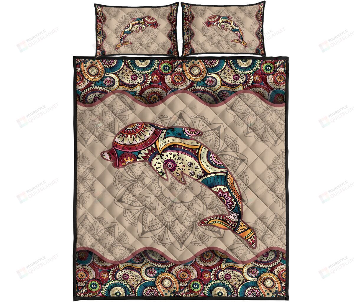 Dolphin Mandala Quilt Bedding Set