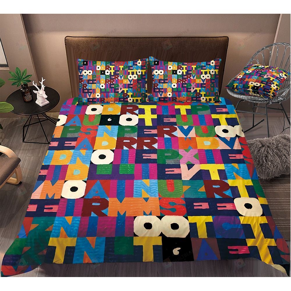 Colorful Letters Bed Sheets Duvet Cover Bedding Set