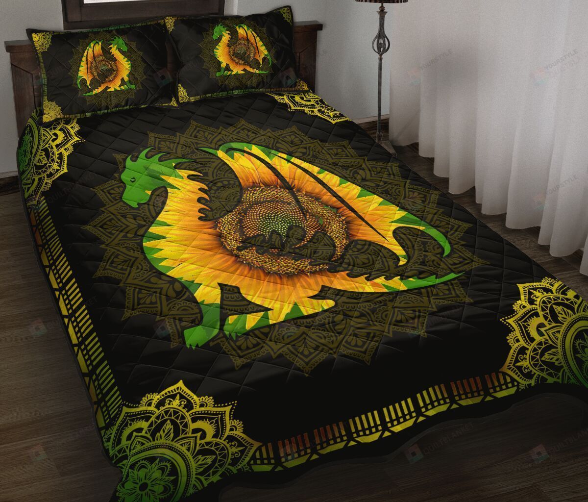 Sunflower Dragon Quilt Bedding Set
