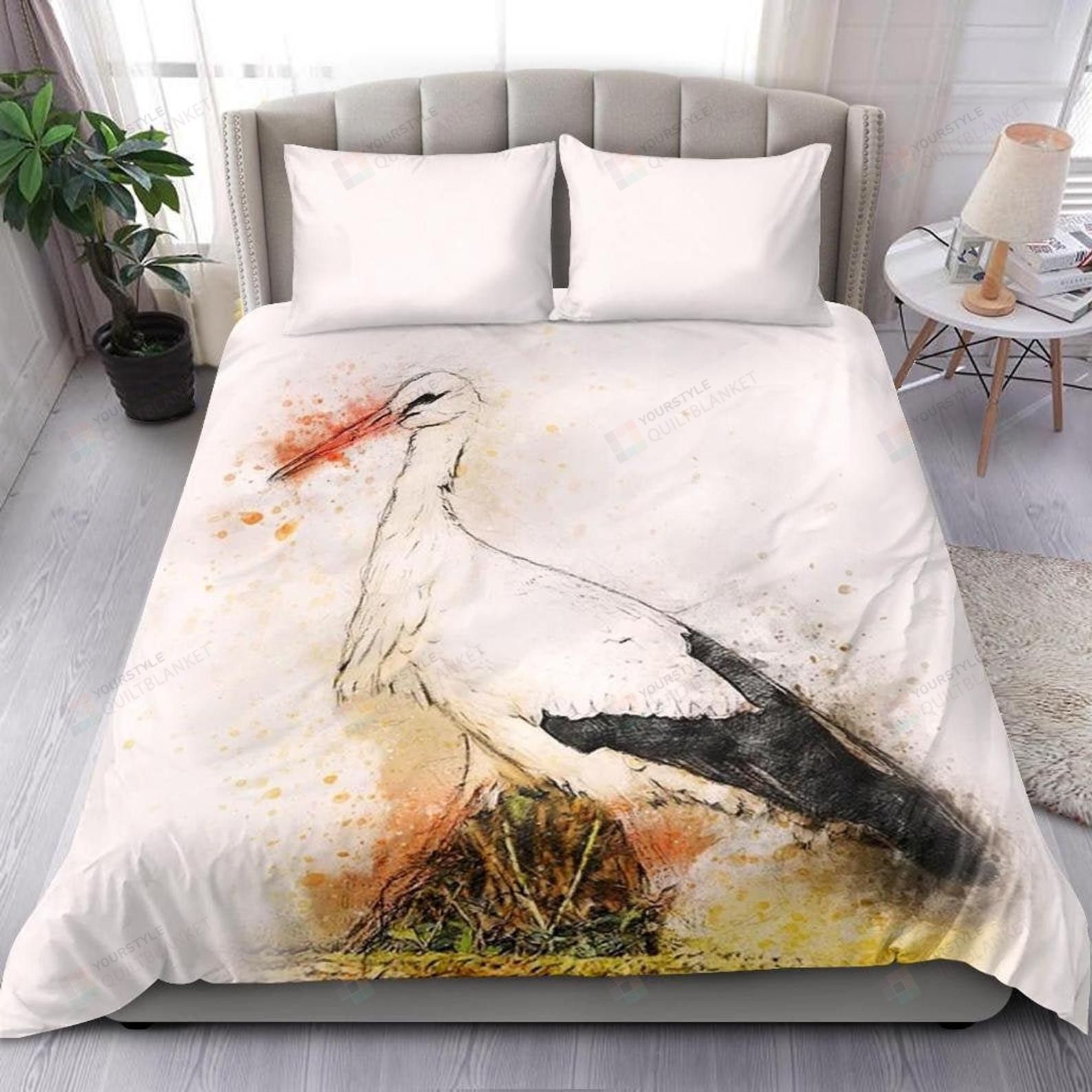 Stork Bedding Set Bed Sheets Spread Comforter Duvet Cover Bedding Sets