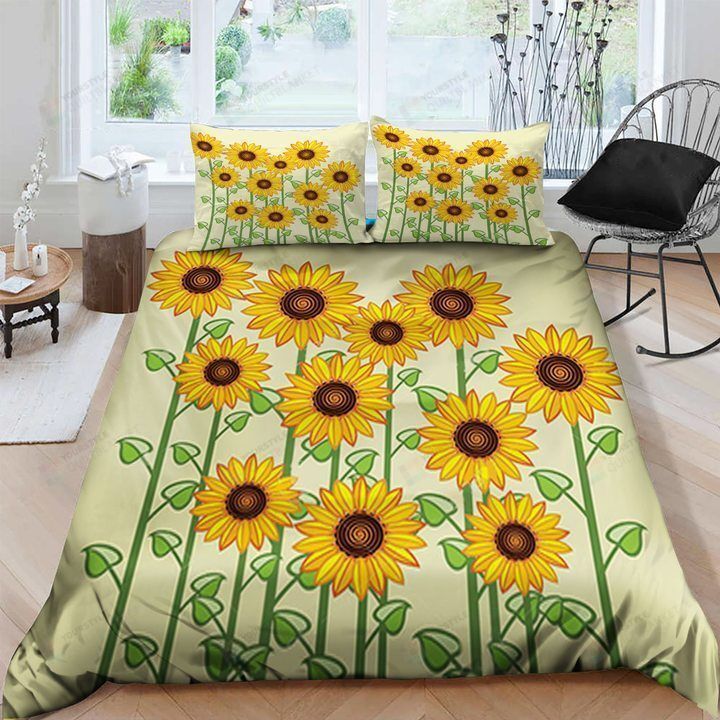 Sunflower Cotton Bed Sheets Spread Comforter Duvet Cover Bedding Sets