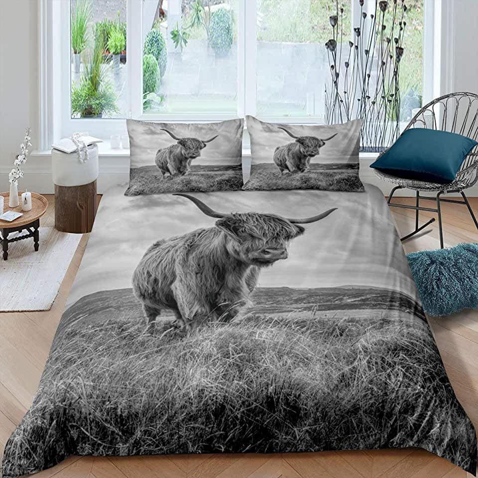 Highland Cow Bedding Set Bed Sheets Spread Comforter Duvet Cover Bedding Sets