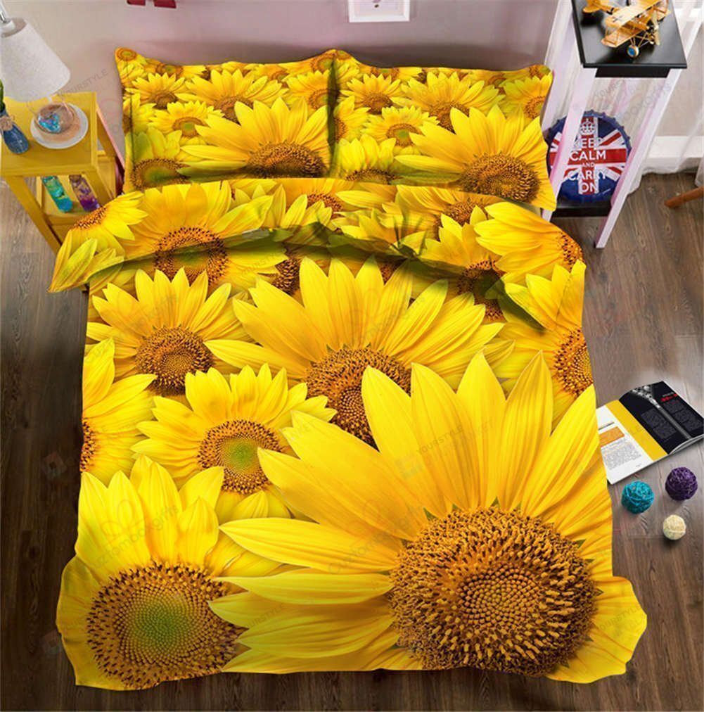 Sunflower Cotton Bed Sheets Spread Comforter Duvet Cover Bedding Sets