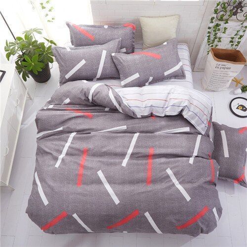 Stripe Cotton Bed Sheets Spread Comforter Duvet Cover Bedding Sets