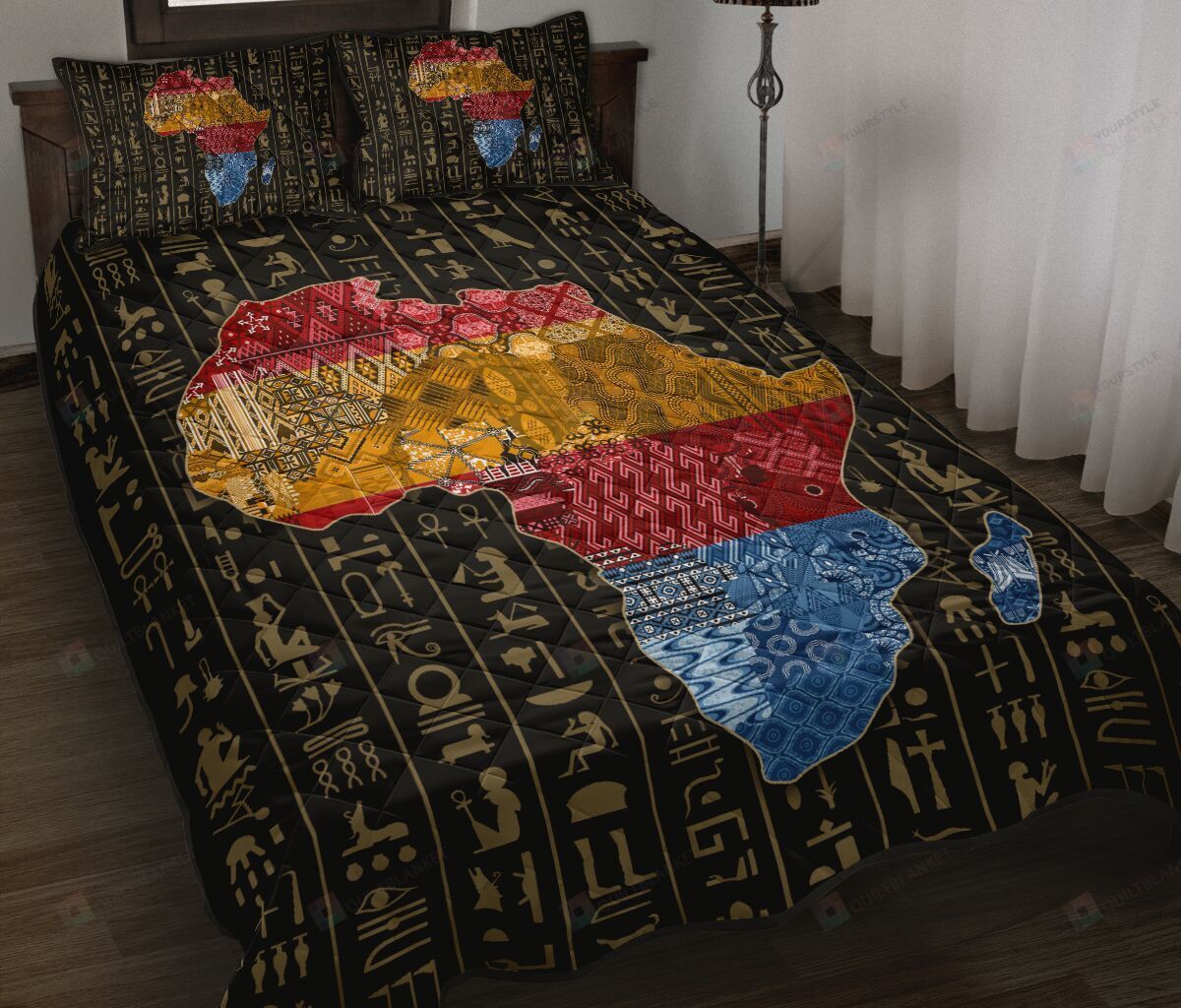 Africa Hieroglyphs Quilt Bedding Set