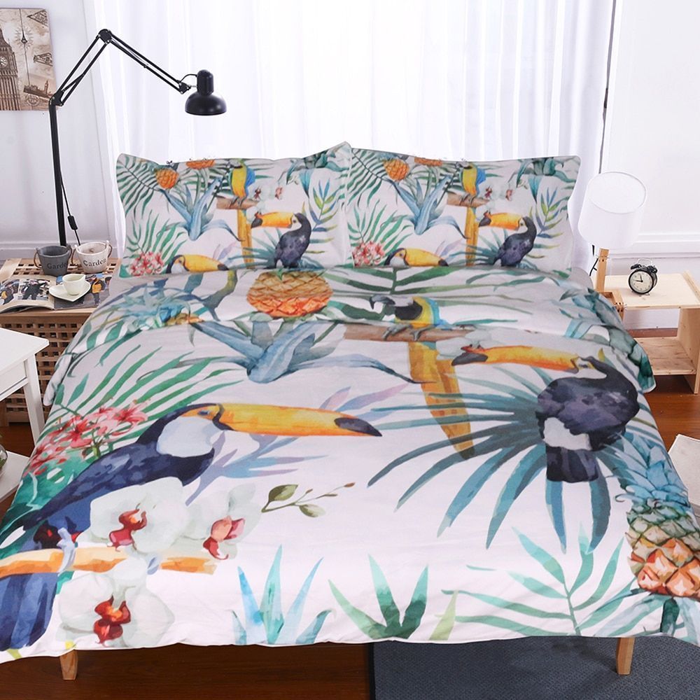 Toucan Cotton Bed Sheets Spread Comforter Duvet Cover Bedding Sets