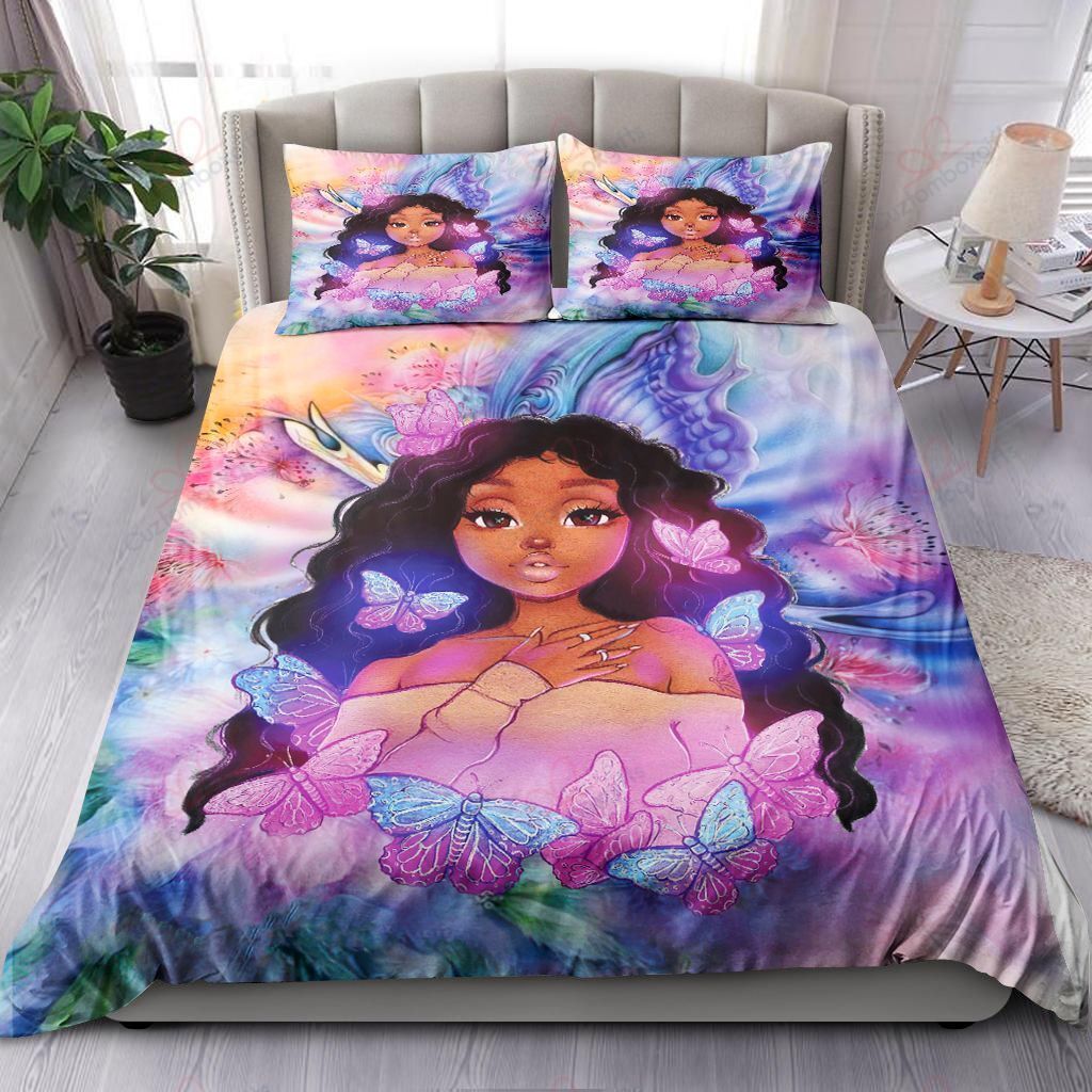 Butterfly African Girl Bedding Set Bed Sheets Spread Comforter Duvet Cover Bedding Sets