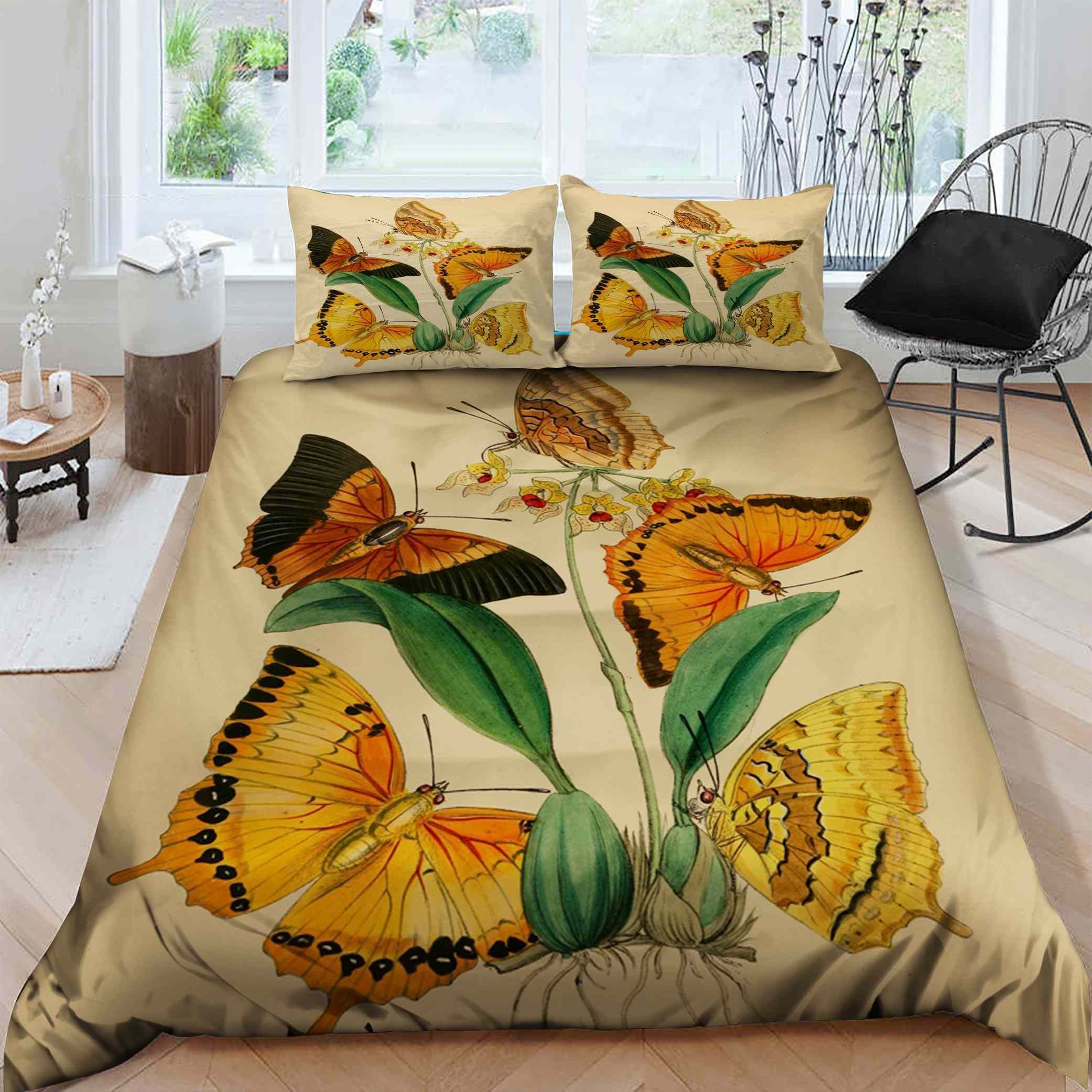 Butterfly Cotton Bed Sheets Spread Comforter Duvet Cover Bedding Sets