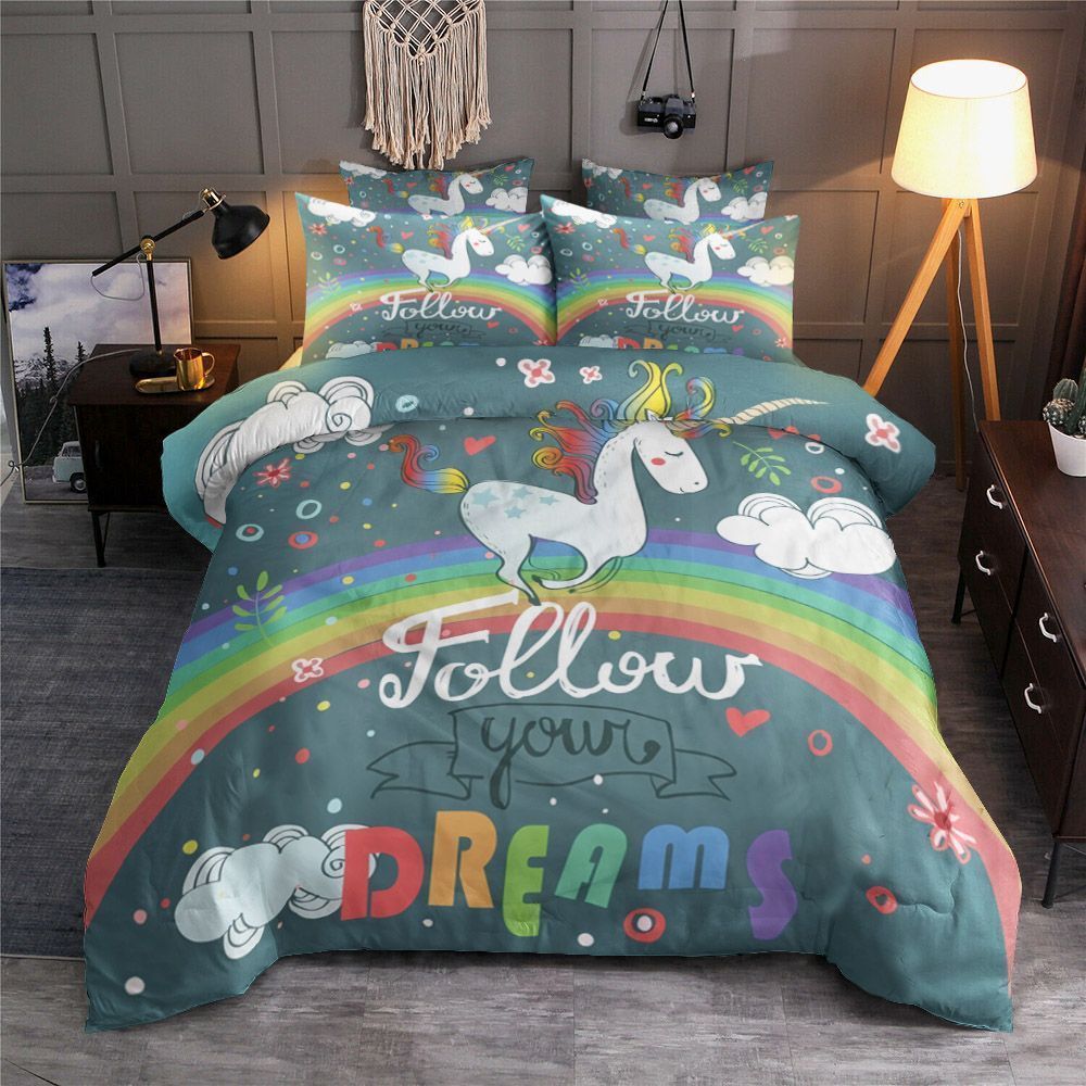 Unicorn Cotton Bed Sheets Spread Comforter Duvet Cover Bedding Sets