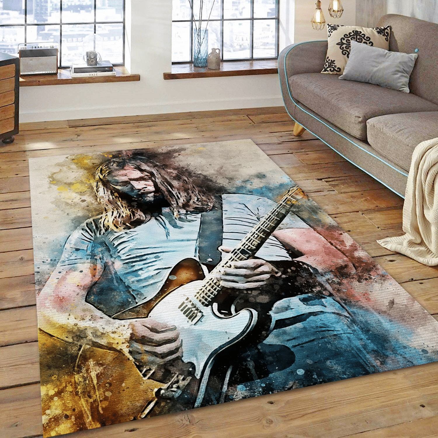 David Gilmour Pink Floyd 1 Music Area Rug Carpet, Living Room  Rug - Family Gift US Decor - Indoor Outdoor Rugs