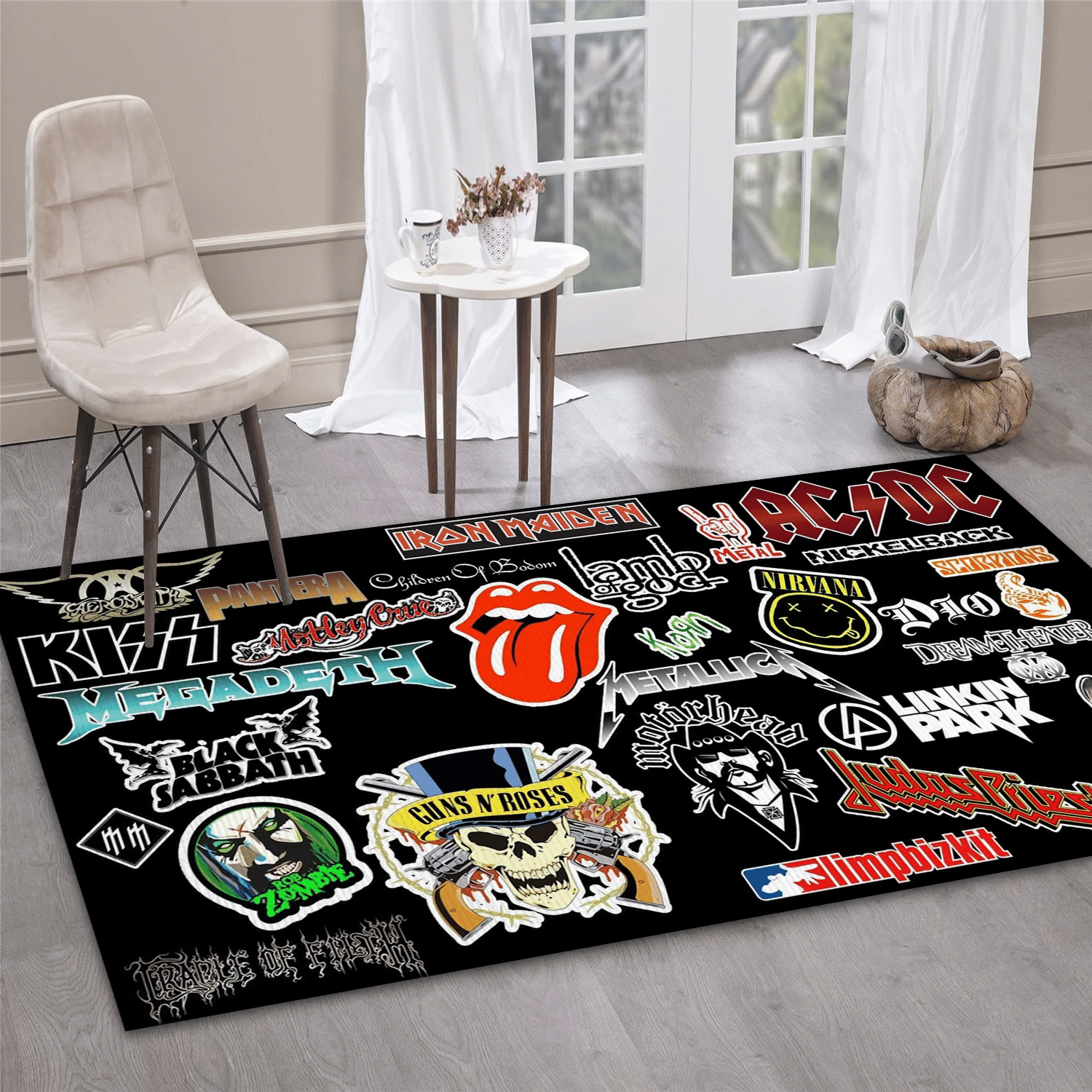 Rock Band Logo 2 Music Area Rug, Living Room Rug - Home Decor - Indoor Outdoor Rugs