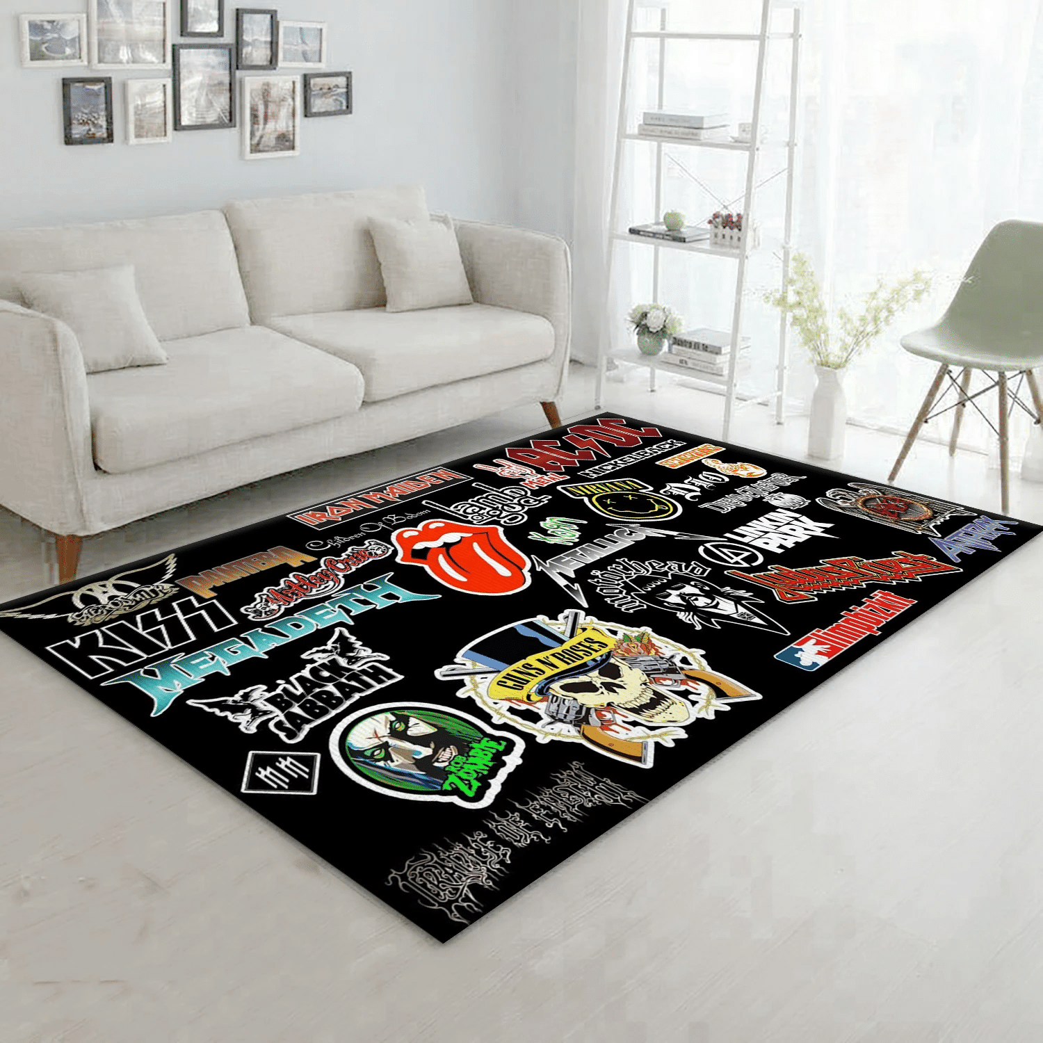 Rock Band Logo 2 Music Area Rug, Living Room Rug - Home Decor - Indoor Outdoor Rugs