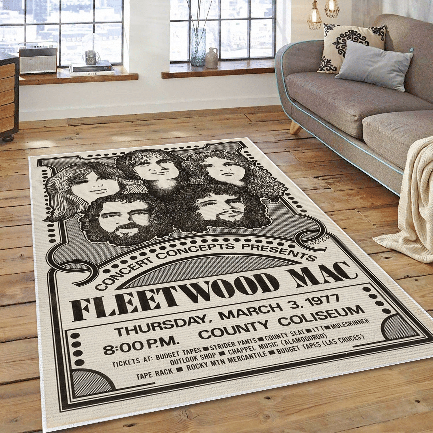 Fleetwood Mac Ticket Music Area Rug, Living Room  Rug - Home Decor - Indoor Outdoor Rugs