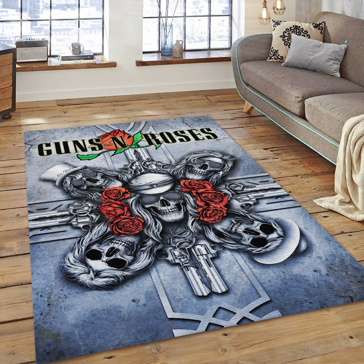 Guns N Roses Skull 1 Music Area Rug For Christmas, Living Room  Rug - Christmas Gift US Decor - Indoor Outdoor Rugs