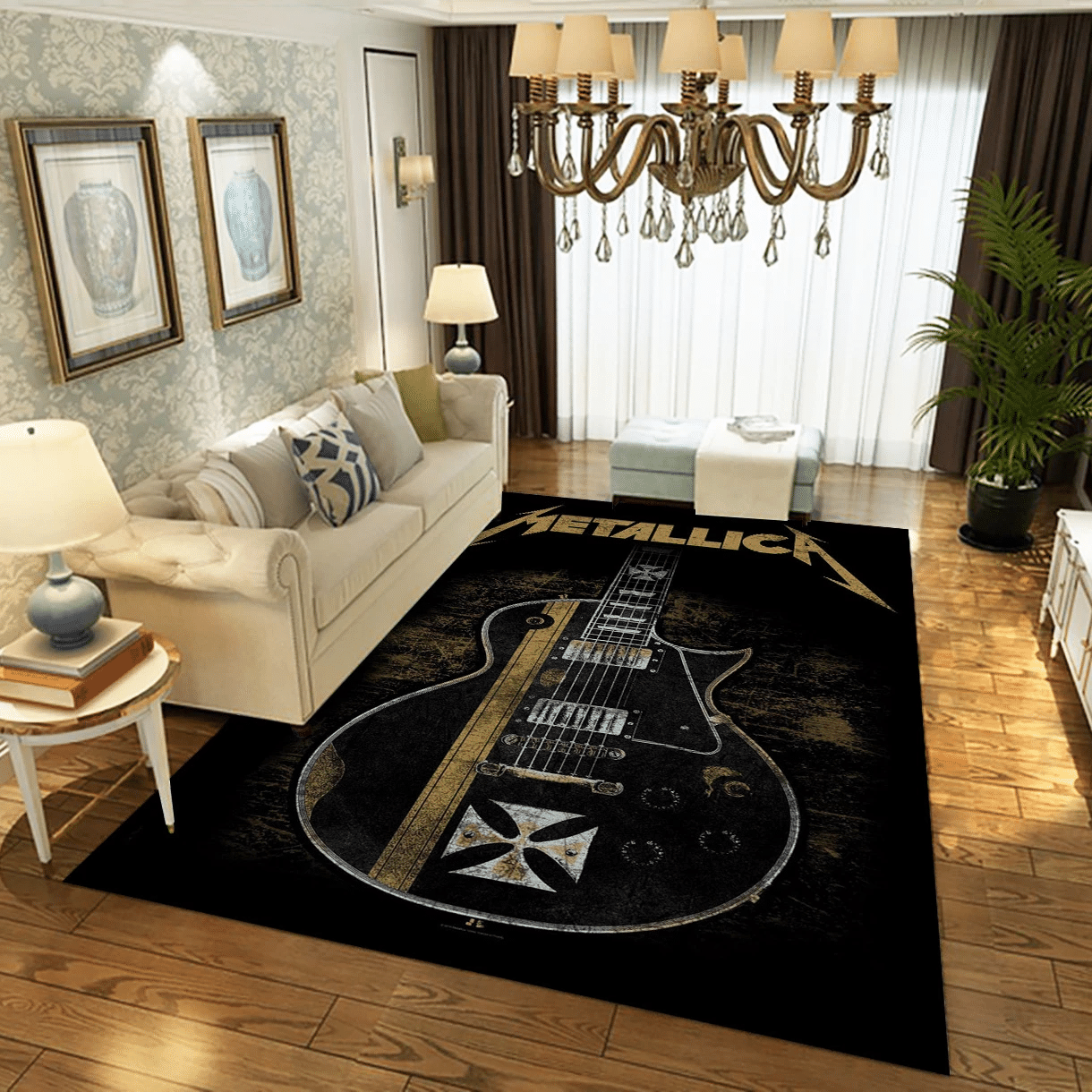 Metallica Guitar Deluxe Music Area Rug For Christmas, Living Room Rug - Floor Decor - Indoor Outdoor Rugs