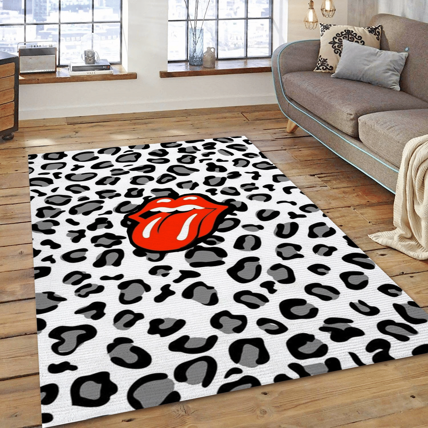 The Rolling Stones Spot Music Area Rug, Living Room  Rug - US Gift Decor - Indoor Outdoor Rugs