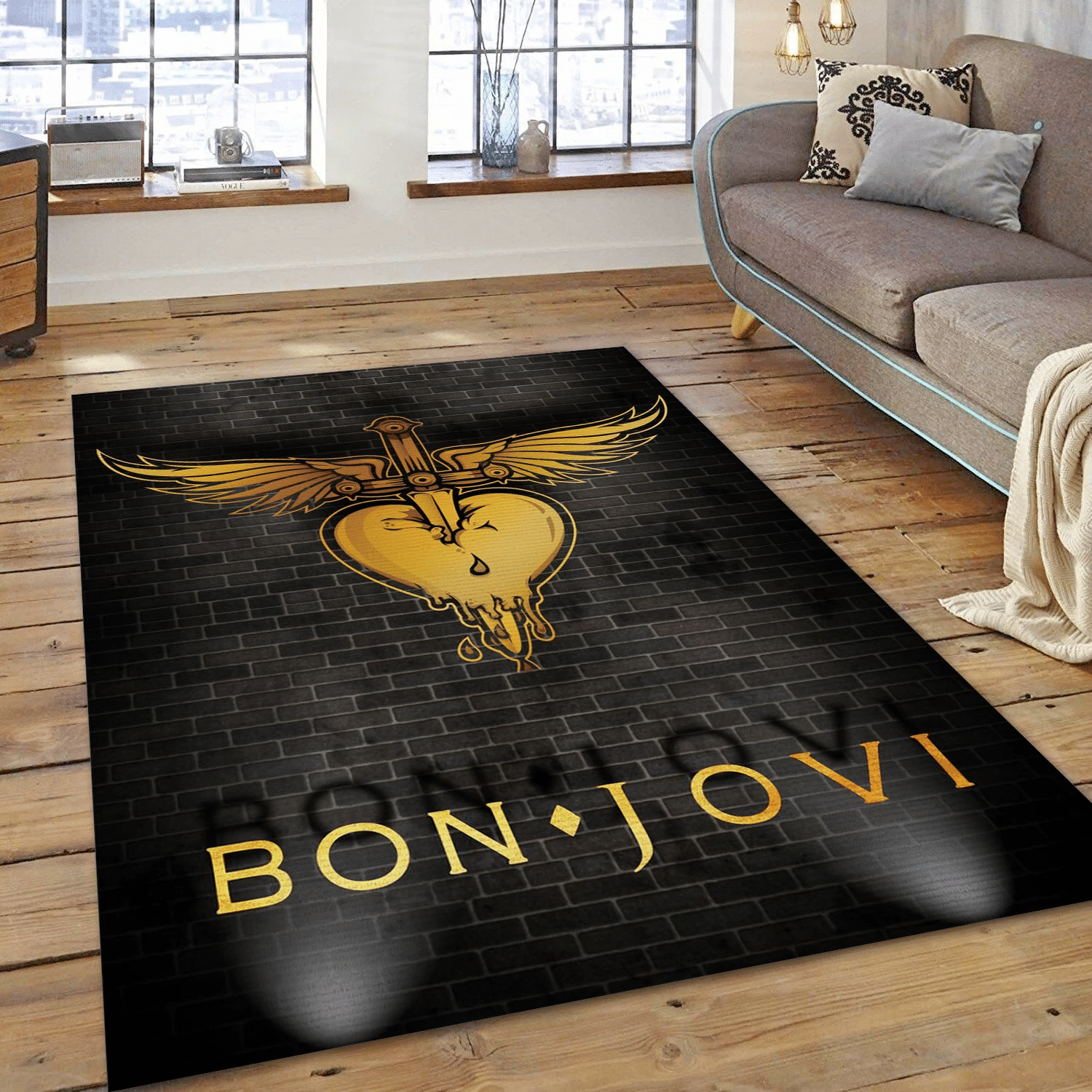 Bon Jovi Music Area Rug, Living Room  Rug - US Gift Decor - Indoor Outdoor Rugs