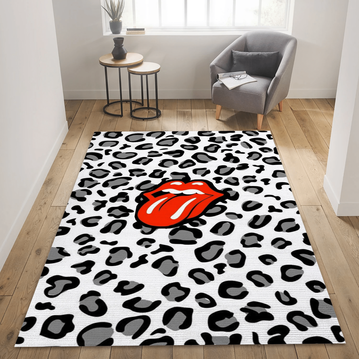 The Rolling Stones Spot Music Area Rug, Living Room  Rug - US Gift Decor - Indoor Outdoor Rugs