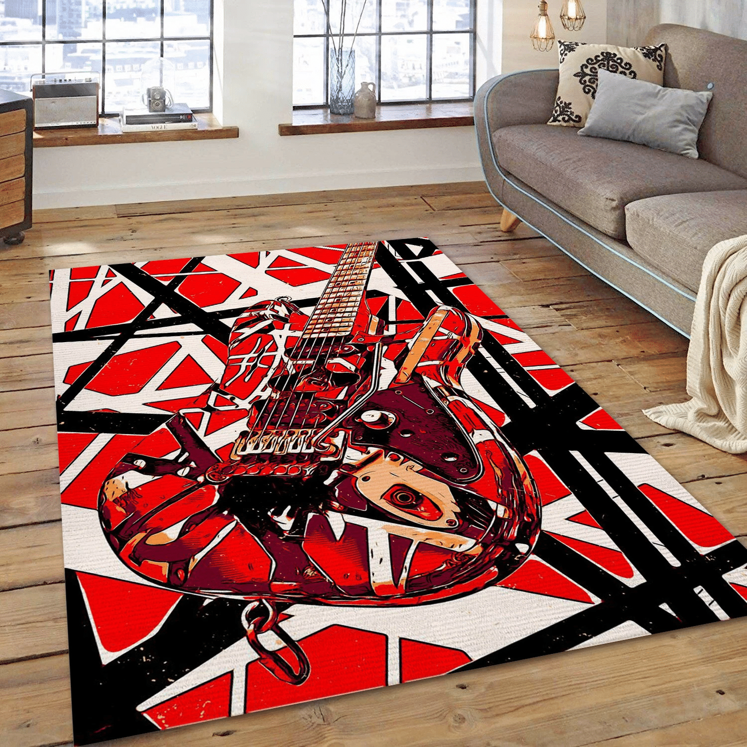 Van Halen Guitar Water Mark Area Rug, Living Room  Rug - Floor Decor - Indoor Outdoor Rugs