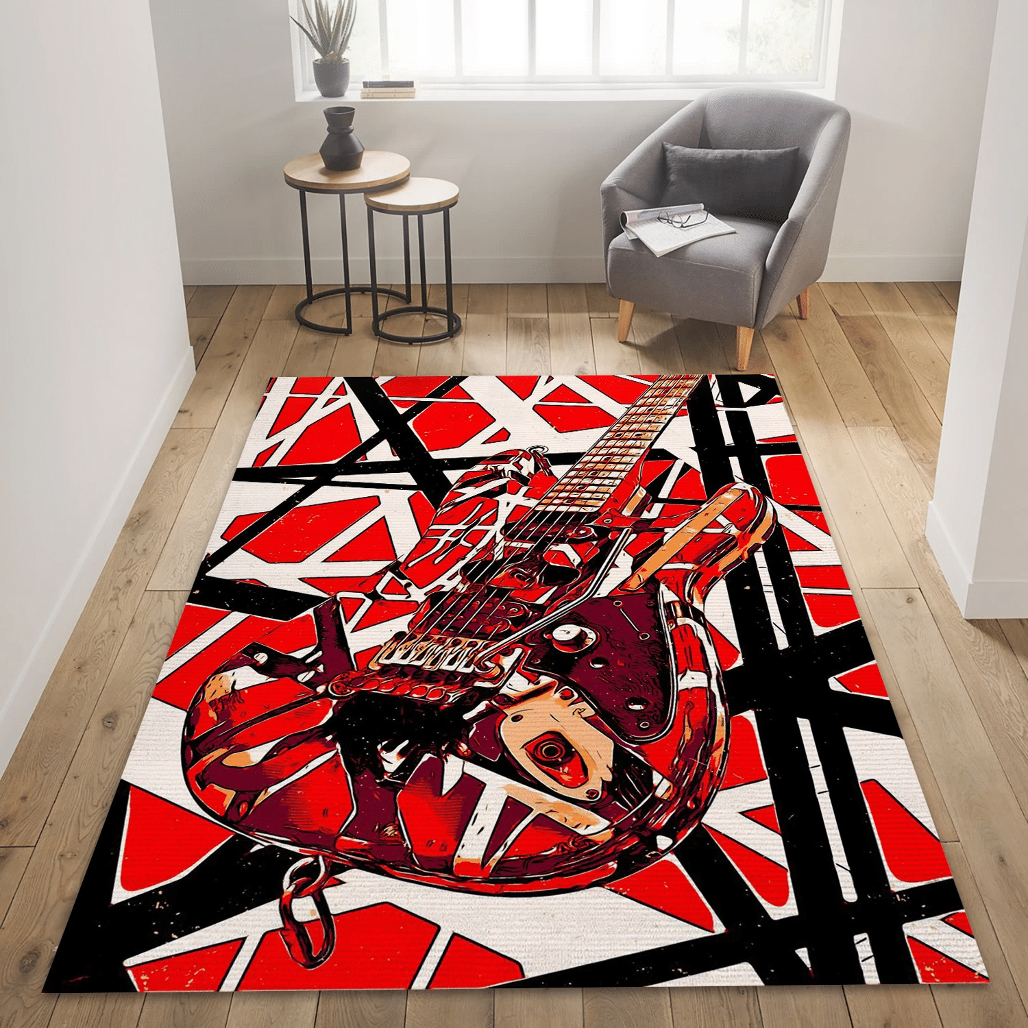 Van Halen Guitar Water Mark Area Rug, Living Room  Rug - Floor Decor - Indoor Outdoor Rugs