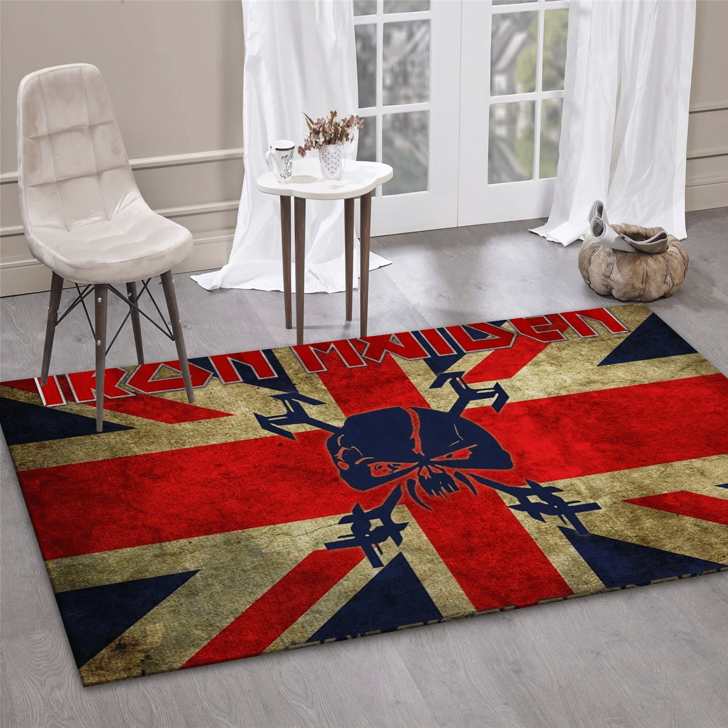 Iron Maiden Usa Flag Area Rug, Living Room  Rug - Family Gift US Decor - Indoor Outdoor Rugs