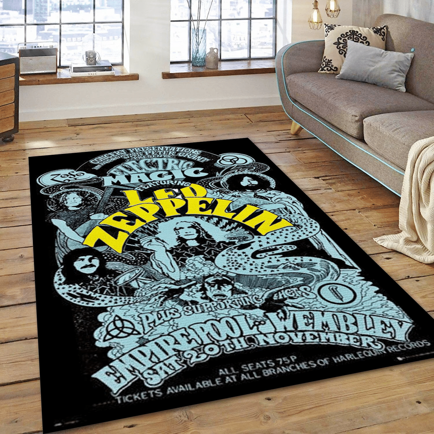 Led Zeppelin Concert 1971 Music Area Rug, Living Room  Rug - Christmas Gift US Decor - Indoor Outdoor Rugs